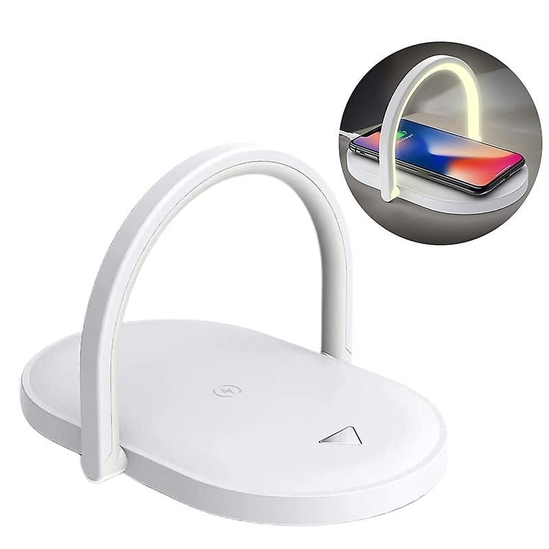 3 In 1 Wireless Charger Led Night Light Touch Control Bedside Table Lamp Phone Holder Image 1