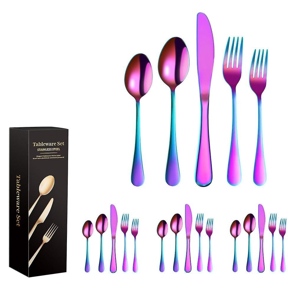20pcs Flatware Cutlery Tableware Set Stainless Steel Knife Fork Spoon Utensils With Gift Box Image 7