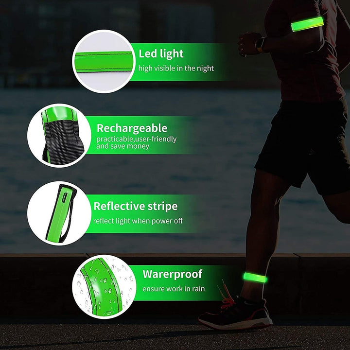 2 Pack Led Armband Running Light Usb Rechargeable Flashing Bracelet For Night Running Cycling Image 4