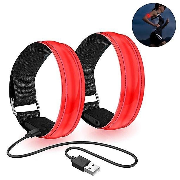 2 Pack Led Armband Running Light Usb Rechargeable Flashing Bracelet For Night Running Cycling Image 6