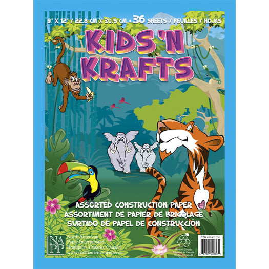 Kids N Krafts 36 Sheet Assorted Construction Paper Pad 9 by 12 Image 1