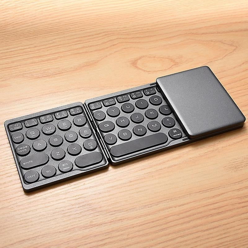 Three-fold Mini Bluetooth Keyboard Wireless Aluminum Alloy Keyboard With Mouse Touchpad Image 2