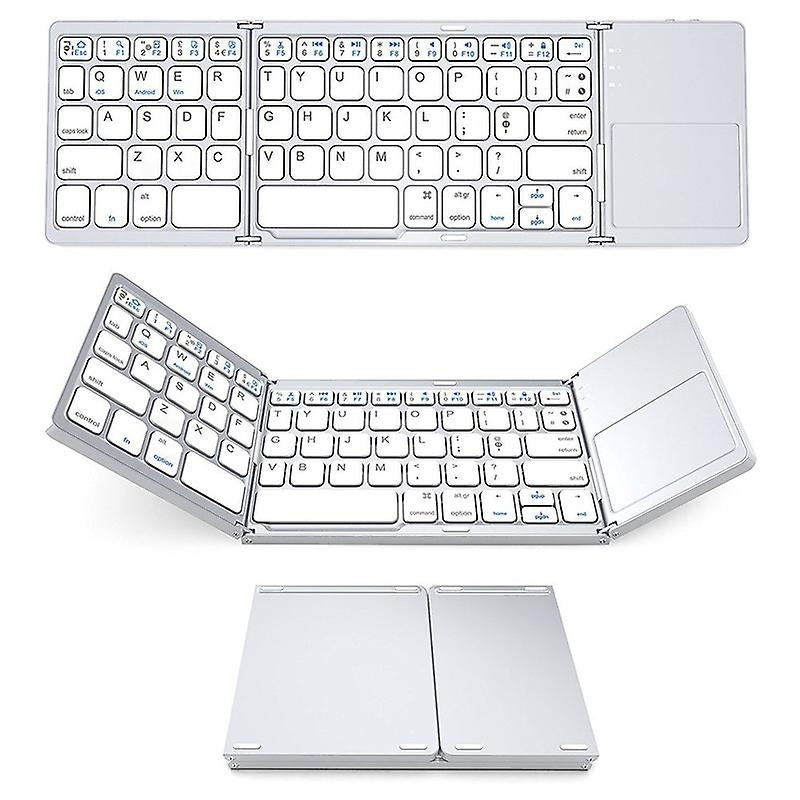 Three-fold Mini Bluetooth Keyboard Wireless Aluminum Alloy Keyboard With Mouse Touchpad Image 6