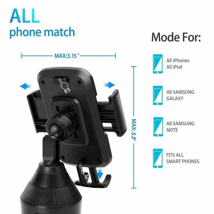 360adjustable Phone Mount Car Cup Holder Stand Cradle Phone Bracket With Smart Release Button Image 4