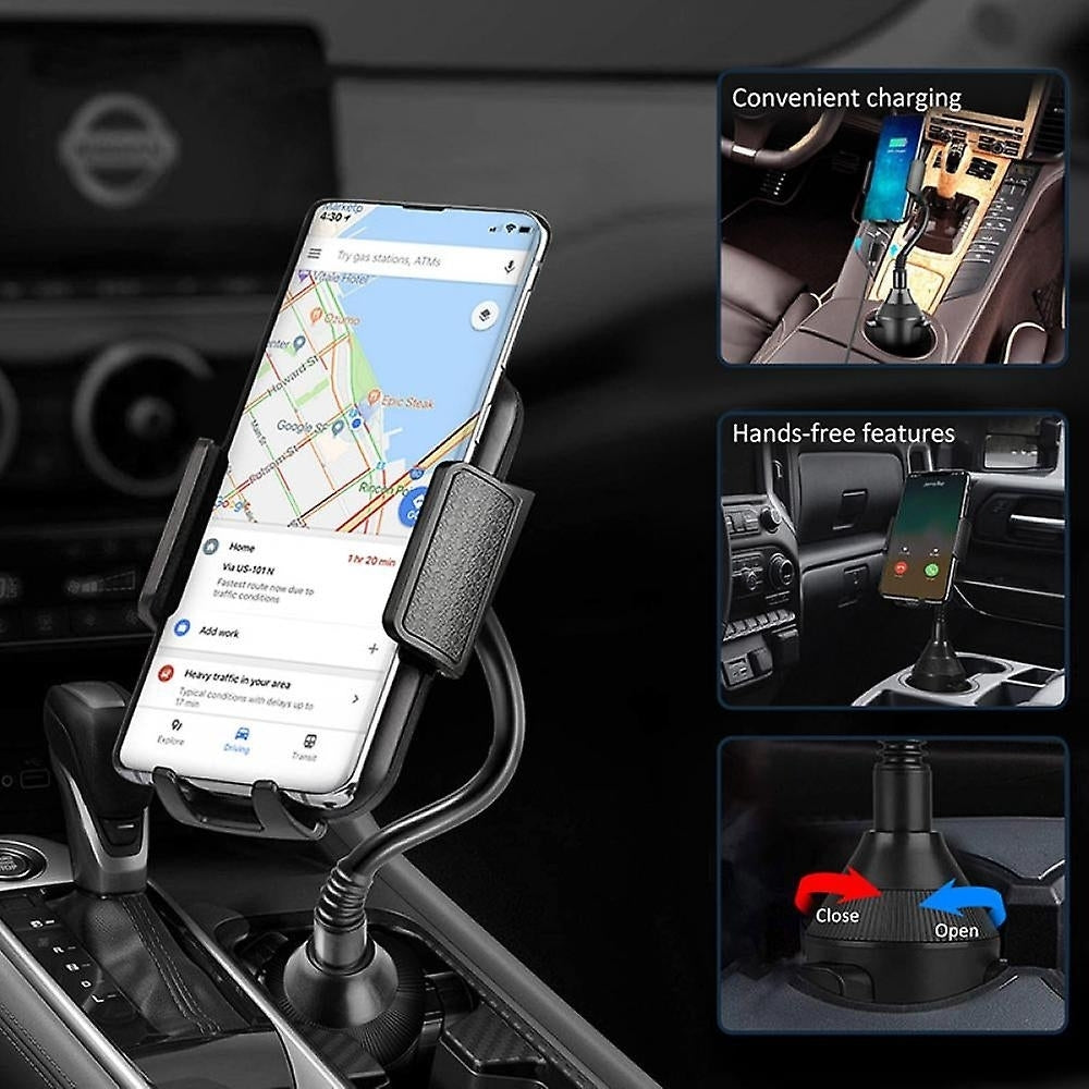 360adjustable Phone Mount Car Cup Holder Stand Cradle Phone Bracket With Smart Release Button Image 10
