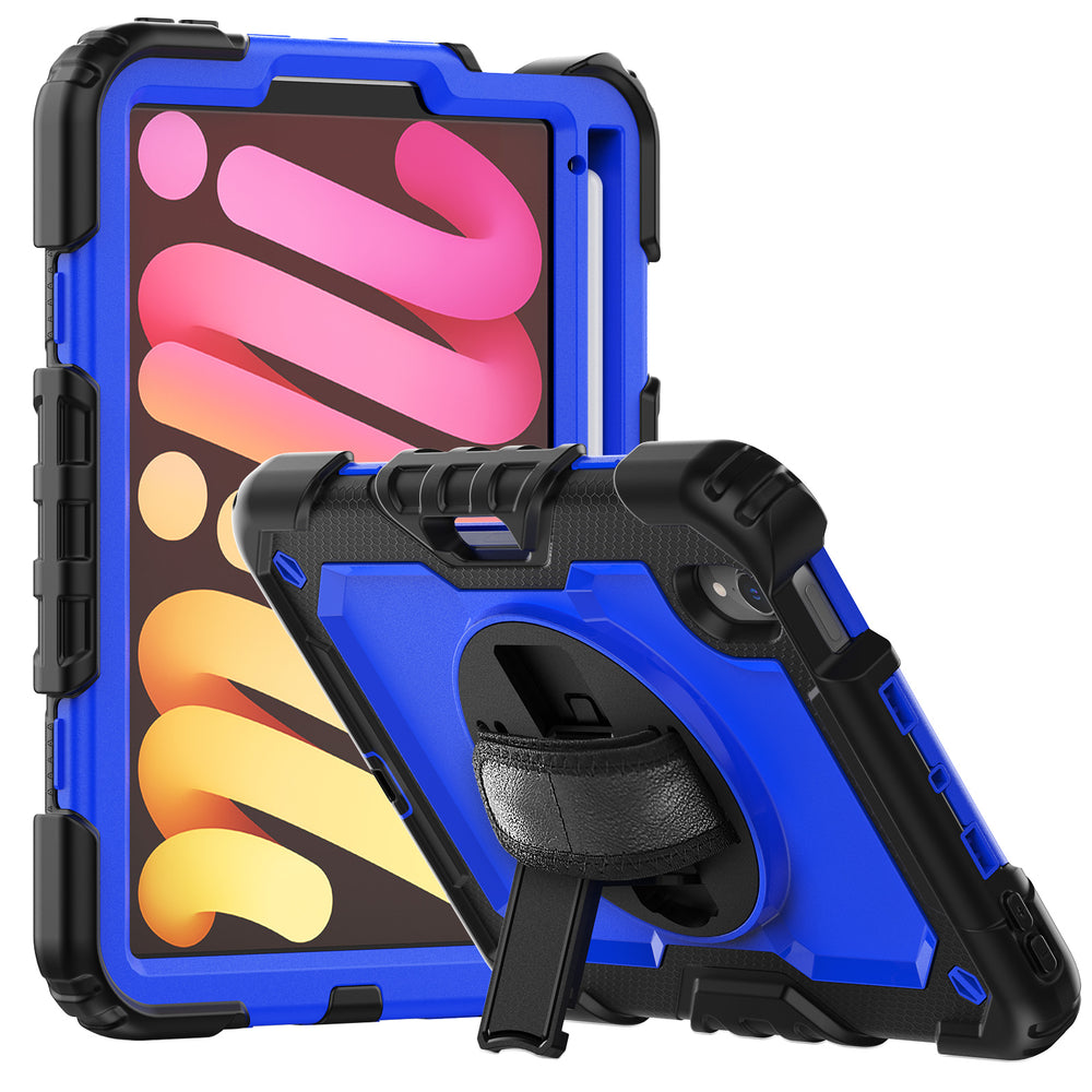 navor Rugged Cover Compatible with iPad Mini 6 (2021)Rotatable Kickstand Shoulder and Hand Strap Shockproof Heavy Duty Image 2