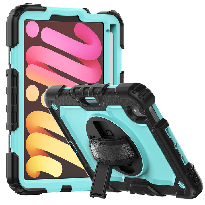 navor Rugged Cover Compatible with iPad Mini 6 (2021)Rotatable Kickstand Shoulder and Hand Strap Shockproof Heavy Duty Image 4