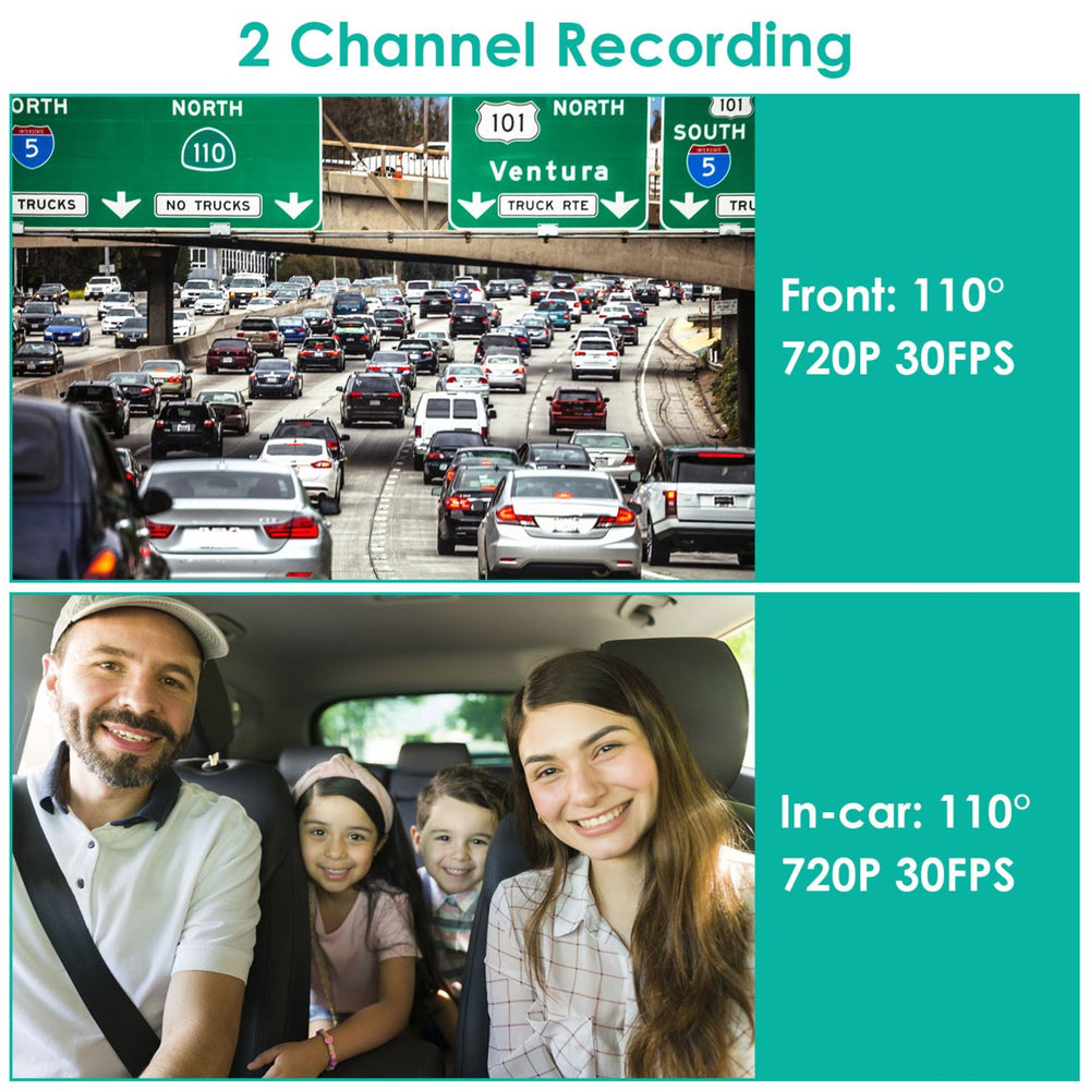 Dual Lens Car DVR Dash Cam Video Recorder 720P Front Inside Camera Loop Recording Night Vision Driving Vehicle Recorder Image 2