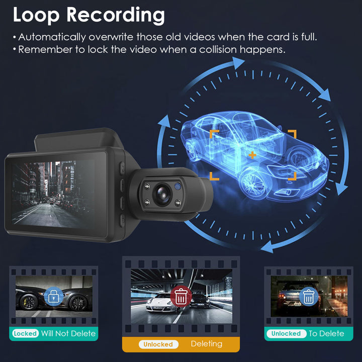 Dual Lens Car DVR Dash Cam Video Recorder 720P Front Inside Camera Loop Recording Night Vision Driving Vehicle Recorder Image 4