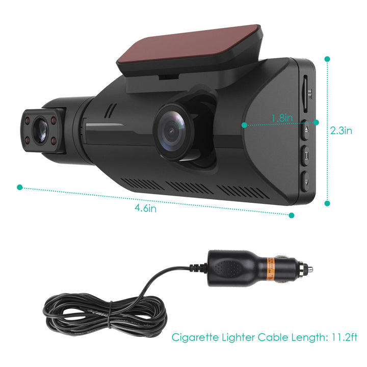 Dual Lens Car DVR Dash Cam Video Recorder 720P Front Inside Camera Loop Recording Night Vision Driving Vehicle Recorder Image 7
