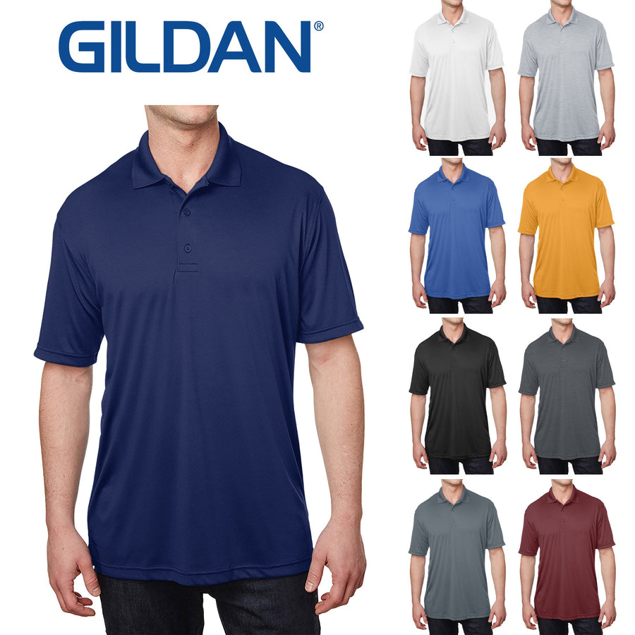 3-Pack Mens Gildan Active Moisture Wicking Dry Fit Polo Shirts Image 1