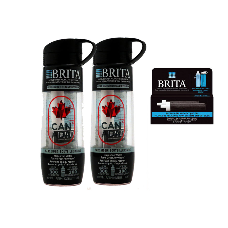 2 x Brita Hard Sided Bottles - Print Canada and 1 pack2 filters Image 1