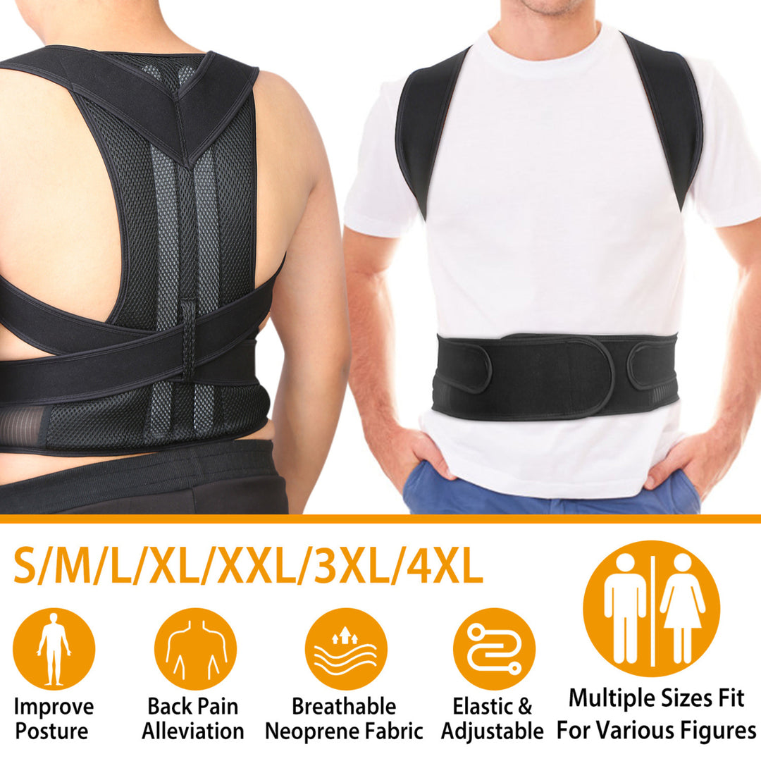 Unisex Back Posture Corrector Lumbar Upper Back Clavicle Shoulder Brace Belt Image 3