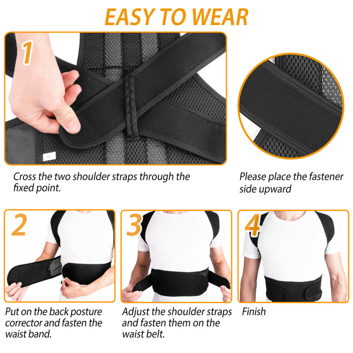 Unisex Back Posture Corrector Lumbar Upper Back Clavicle Shoulder Brace Belt Image 6
