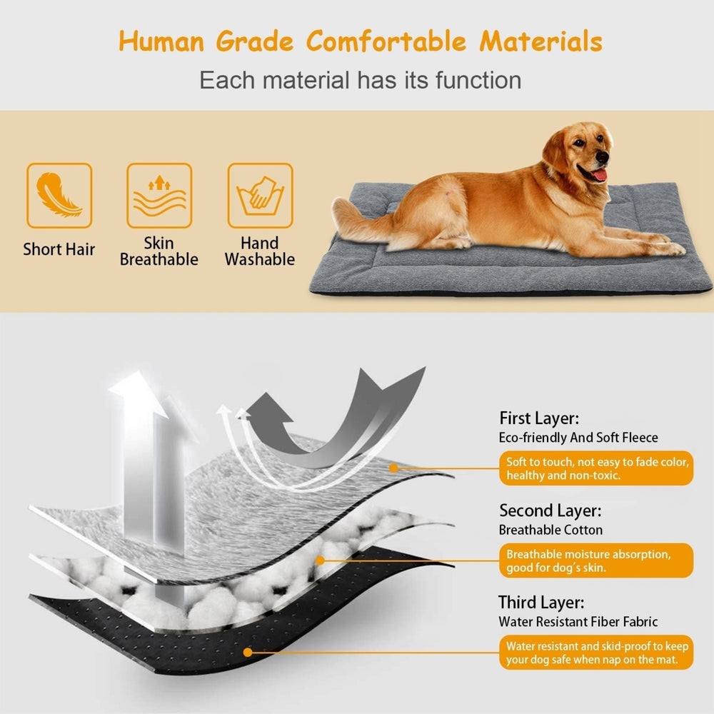 Dog Bed Mat Comfortable Fleece Pet Dog Crate Carpet Reversible Pad Joint Relief Image 2