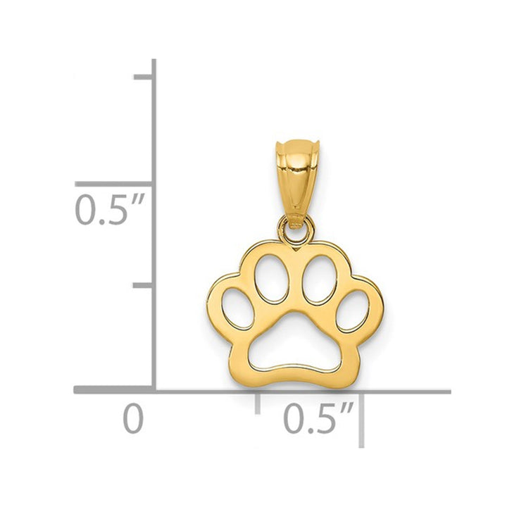 14K Yellow Gold Dog Paw Charm Pendant Necklace with Chain Image 2