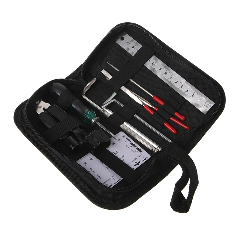 10Pcs Guitar Care Tool Set Repair Wrench Files Ruler Maintenance Tech Kit with Bag Image 3