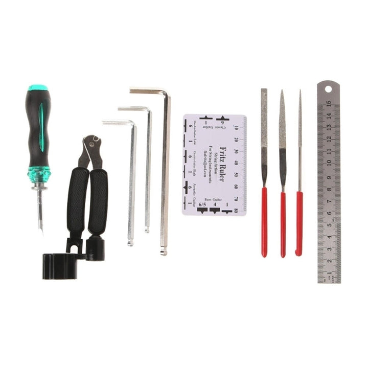10Pcs Guitar Care Tool Set Repair Wrench Files Ruler Maintenance Tech Kit with Bag Image 4