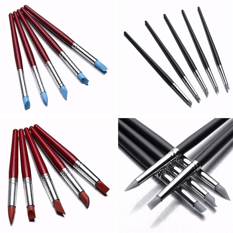 5PCS Clay Sculpting Wax Carving Pottery Tools Modeling Birch Handle Kit Shapers Image 1