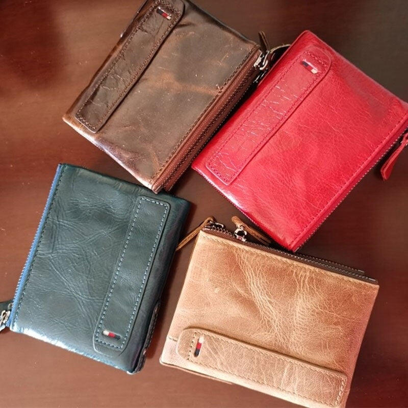 Genuine Leather Wallet Purses Coin Purse Small Portomonee Bifold Wallet Image 1