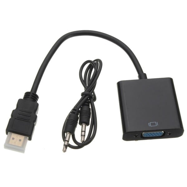 HD Port Male to VGA With Audio HD Video Cable Wire Converter Adapter Image 3
