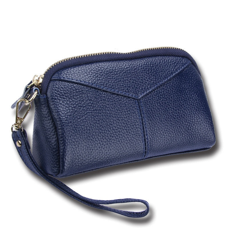 fine Genuine Cow Leather Women Day Clutch Bags Handbag Famous Brands Lady Wristlet Evening Party Wallet Image 1
