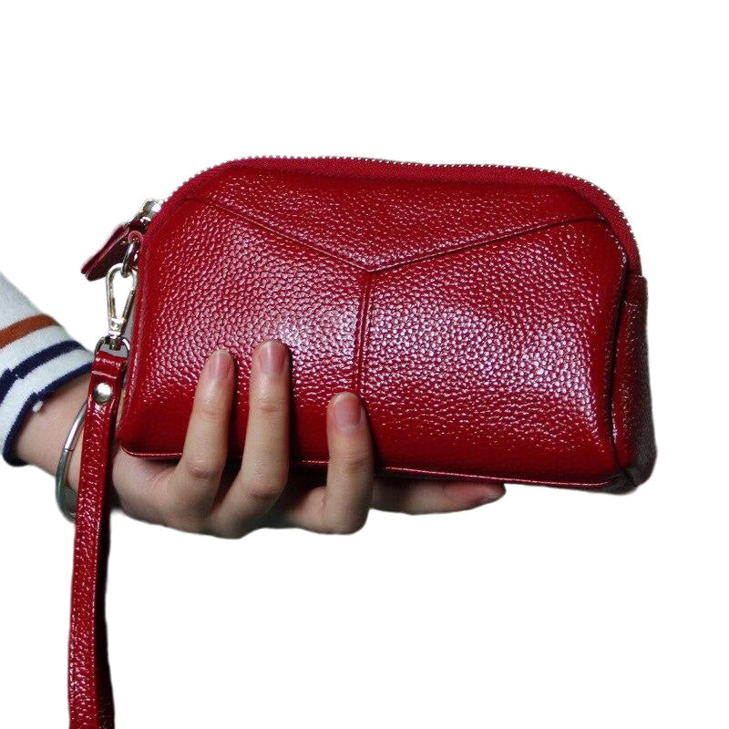 fine Genuine Cow Leather Women Day Clutch Bags Handbag Famous Brands Lady Wristlet Evening Party Wallet Image 11