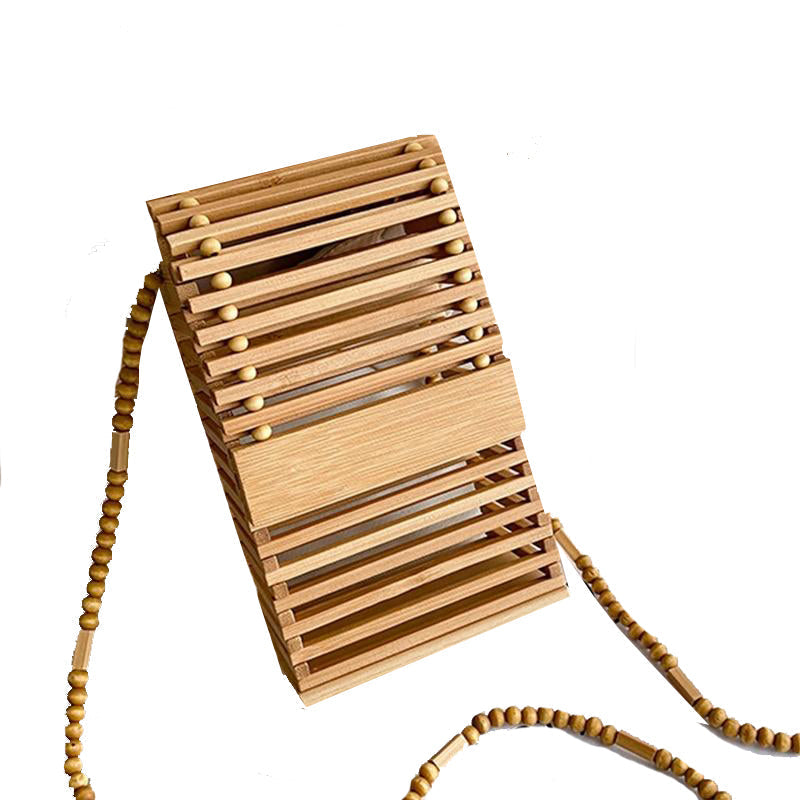 Luxury handbag for women shoulder bag semicircle bamboo woven beach bag Mobile Phone Wallet Image 2