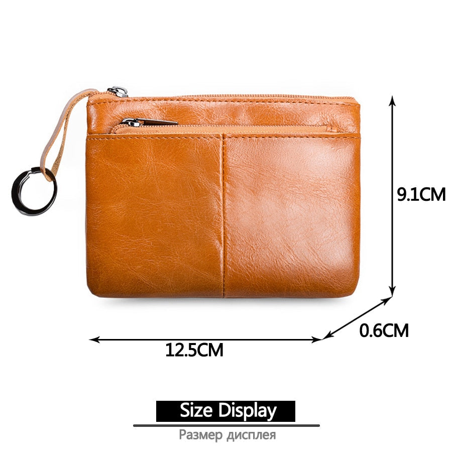 Mini Purse for Men Wallet Women Genuine Leather Zipper Vintage Short Lady Small Slim Female Womens Wallet Male Thin Image 1
