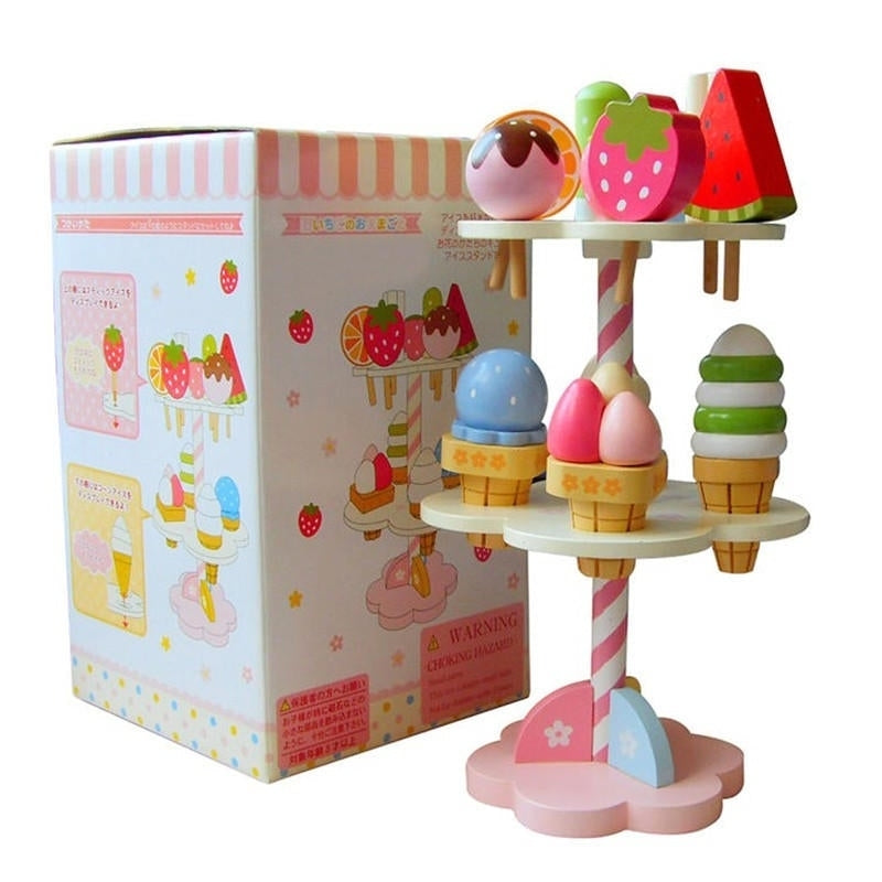 Wooden Kids Toy Play House Strawberry Ice Cream Stand Gifts 1 Set Image 1