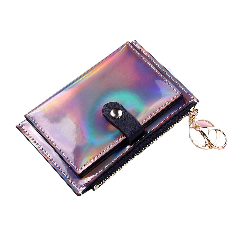 Laser Women Wallets Fashion Keychain Zipper Coin Purse Mini Small Money Bag Credit Card Holder Image 2