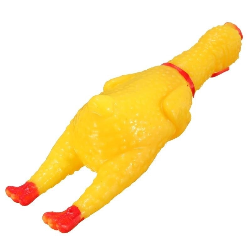 Squeeze Yellow Screaming Rubber Chicken Pet DogToy Squeaker Stress Relievers Gift Image 2