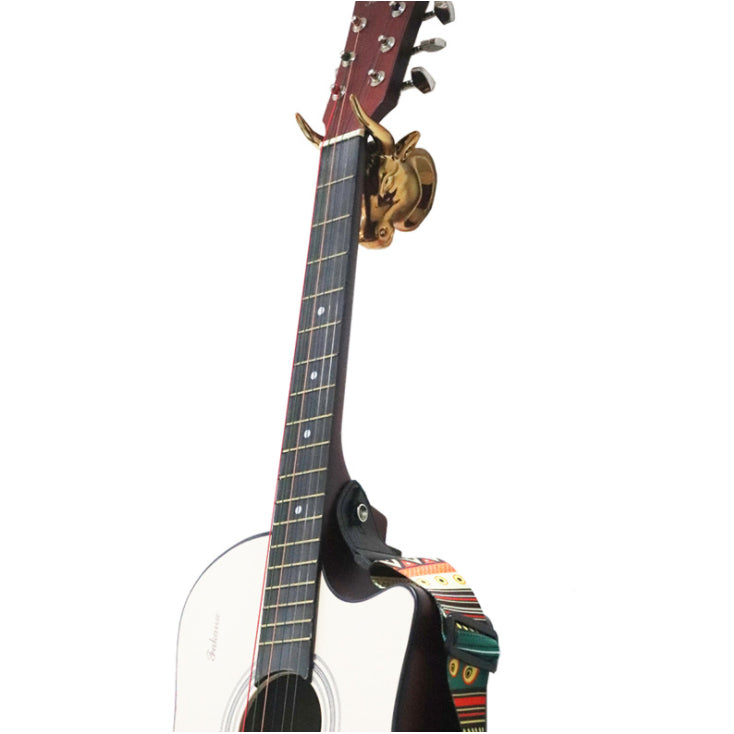 Universal 1 Set Gold Bull Metal Guitar Hanger Hook Holder Wall Mount Stand Bracket for Bass Image 2