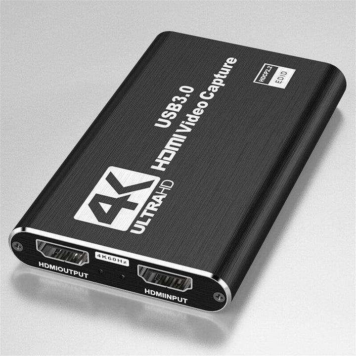 Video Capture Card Adapter With Dual 4K HD Display Port 1  USB 3.0 1  3.5mm AUX Audio Output 1  3.5mm Microphone Input Image 4