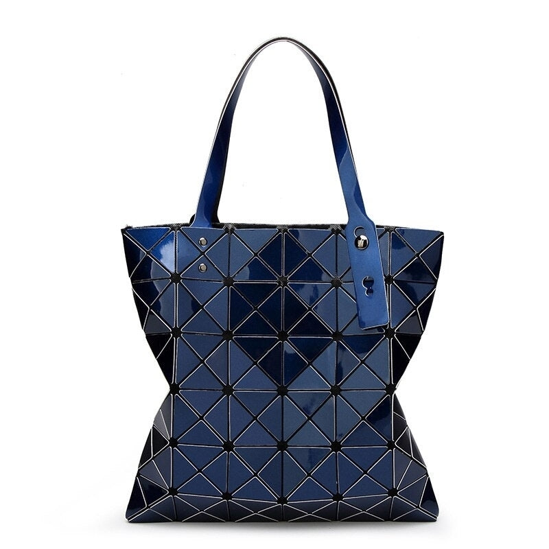 Womens shoulder bag 6  6 lattice pearlescent Pu matte diamond folded geometric diamond lattice one shoulder handbag Image 2
