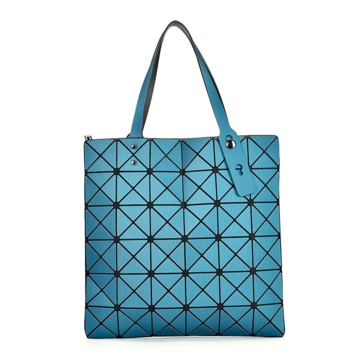 Womens shoulder bag 6  6 lattice pearlescent Pu matte diamond folded geometric diamond lattice one shoulder handbag Image 4