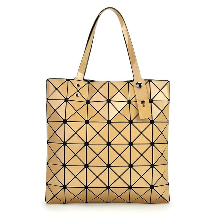 Womens shoulder bag 6  6 lattice pearlescent Pu matte diamond folded geometric diamond lattice one shoulder handbag Image 10