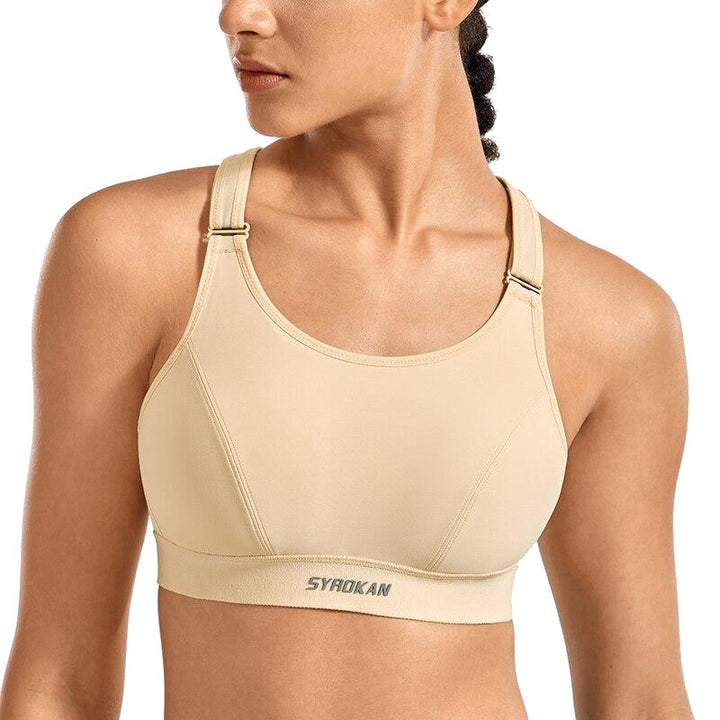 Womens Front Adjustable Straps Wirefree Sports Bras High Impact Full Coverage Padded X-back Fitness Gym Bras Image 3