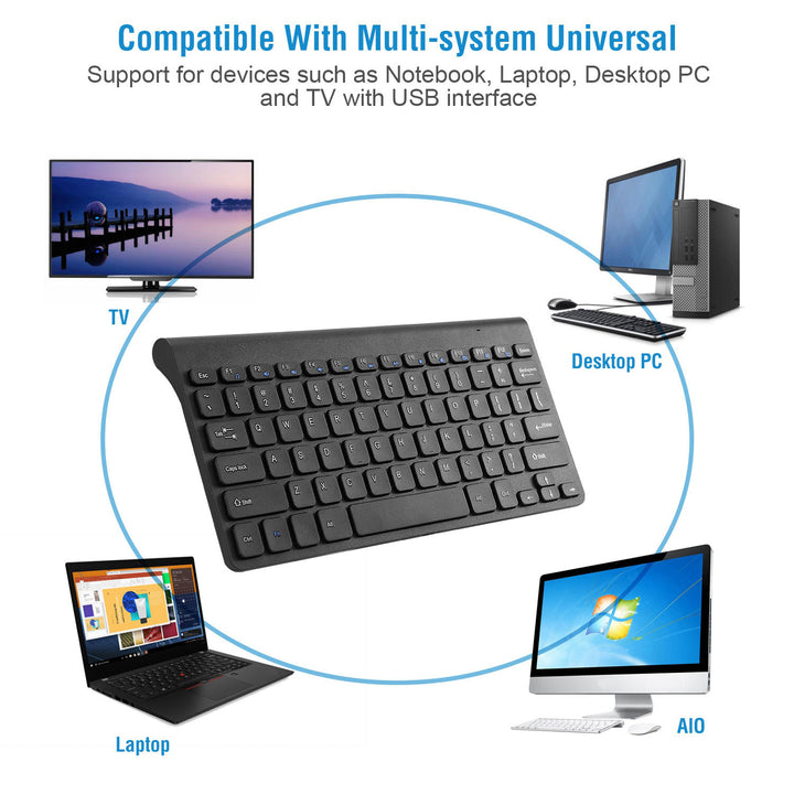 Wireless Keyboard and Mouse 2.4GHz Multimedia Mini Keyboard Mouse Combos USB Receiver for Notebook Laptop Mac Desktop PC Image 3