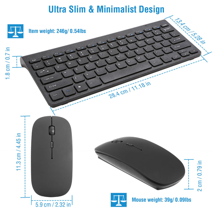 Wireless Keyboard and Mouse 2.4GHz Multimedia Mini Keyboard Mouse Combos USB Receiver for Notebook Laptop Mac Desktop PC Image 4
