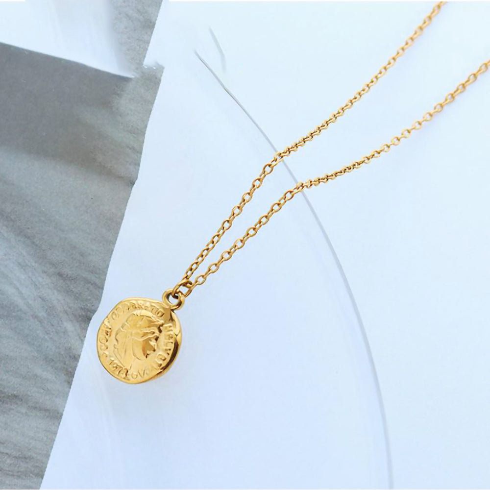 18k Gold Filled Coin Vintage Women Pendant Necklace Jewelry Image 2