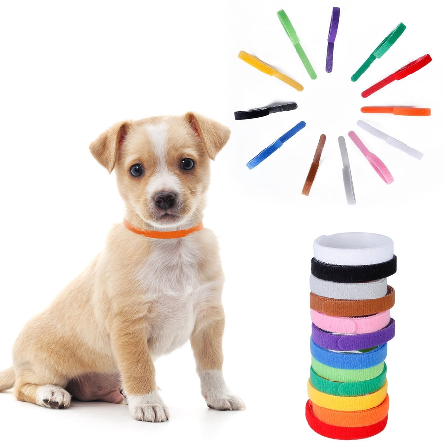 12 Colors Whelping Puppy ID Collars Adjustable Double Sided Pet ID Bands Image 1