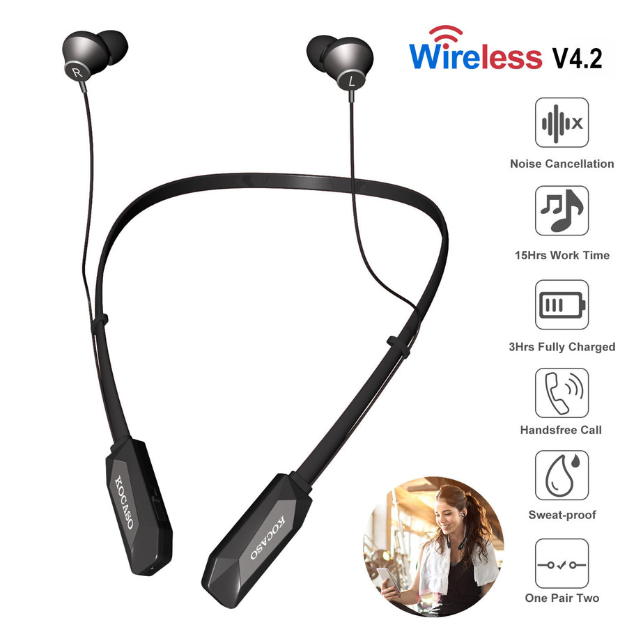 Wireless Neckband Headphones V4.2 Sweatproof Sport Headsets Earbuds 15Hrs Runtime Image 1