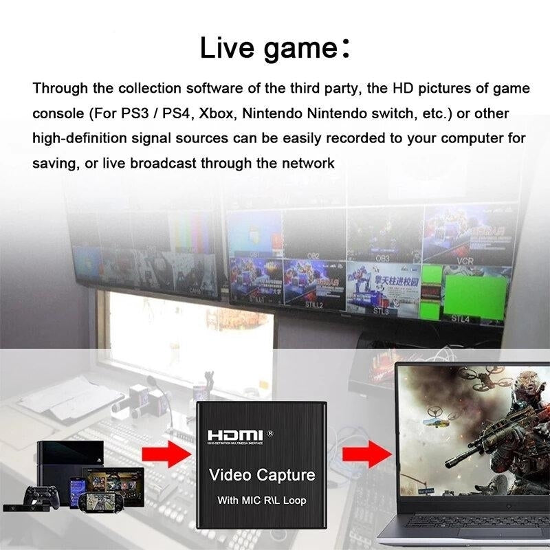 HDMI Video Capture Card HD Loop Out With Mic For Game Live Streaming Video Conference For Xbox PS5 For Nintendo Switch Image 4