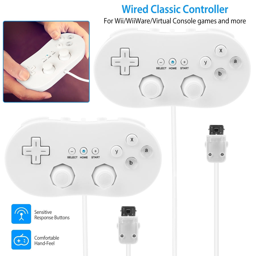 2PCS Classic Game Controller Pad Wired Gamepad Joypad Joystick for Nintendo Wii Remote Image 1