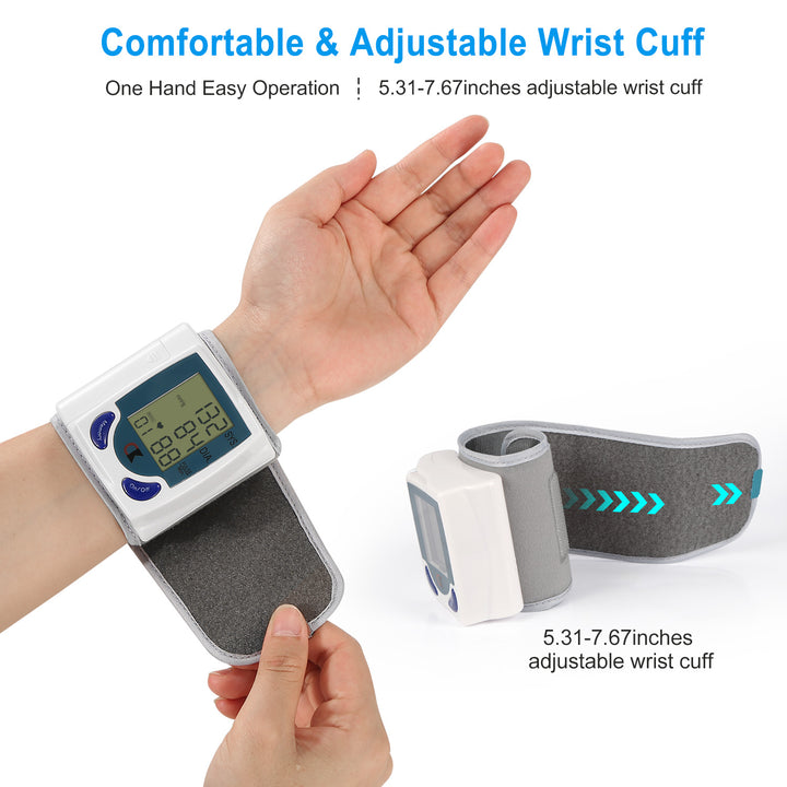 Blood Pressure Monitor Wrist Digital High Blood Pressure Cuff Heartbeat Tester 60 Memory Image 4