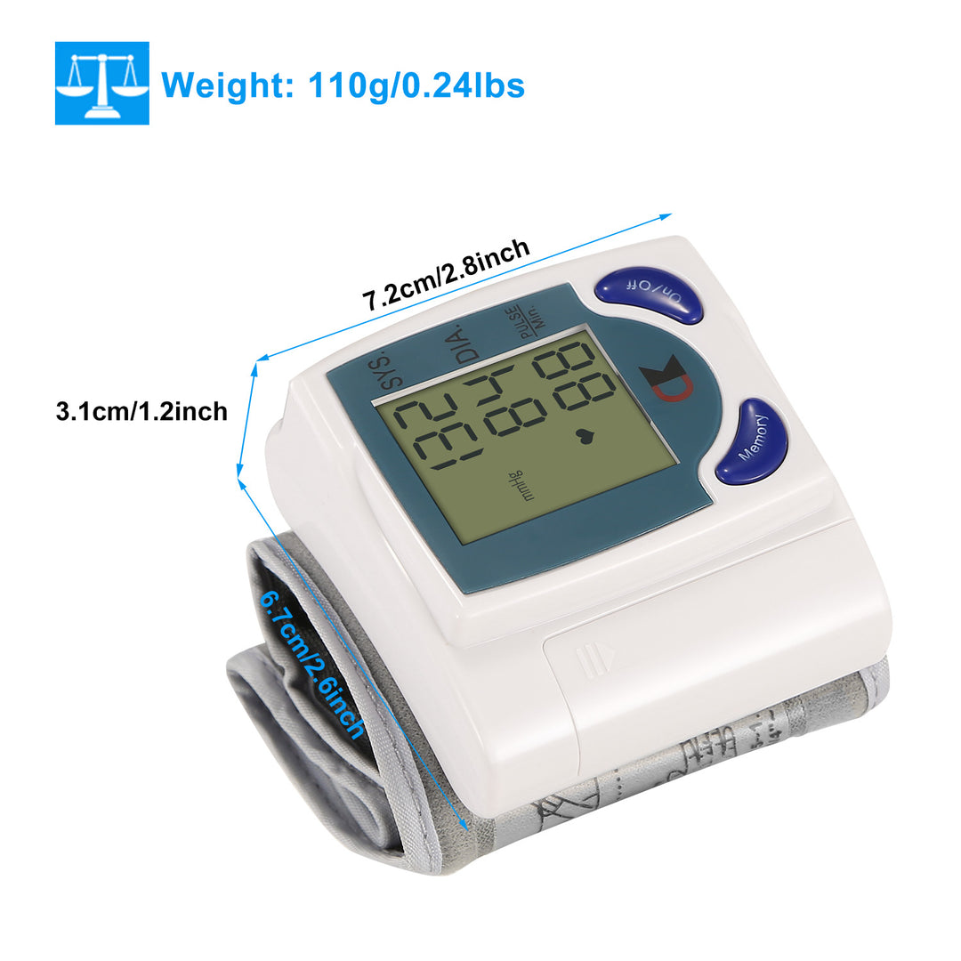 Blood Pressure Monitor Wrist Digital High Blood Pressure Cuff Heartbeat Tester 60 Memory Image 4