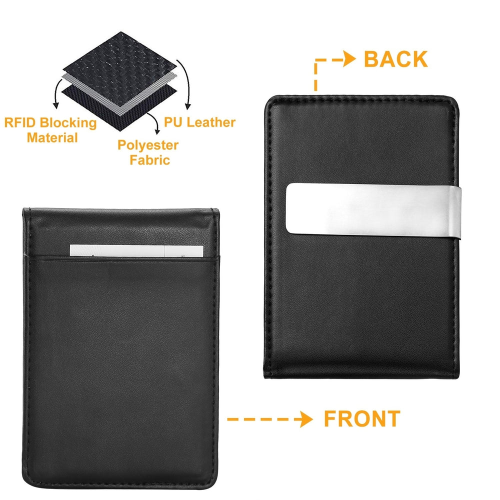Unisex PU Leather Wallet RFID Blocking Slim Bifold Credit Card Holder with Money Clip Image 2