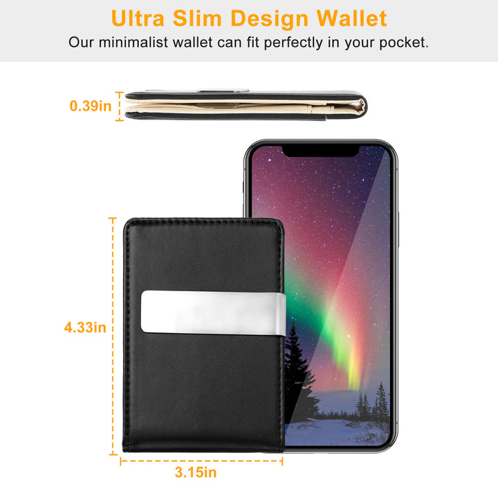 Unisex PU Leather Wallet RFID Blocking Slim Bifold Credit Card Holder with Money Clip Image 3
