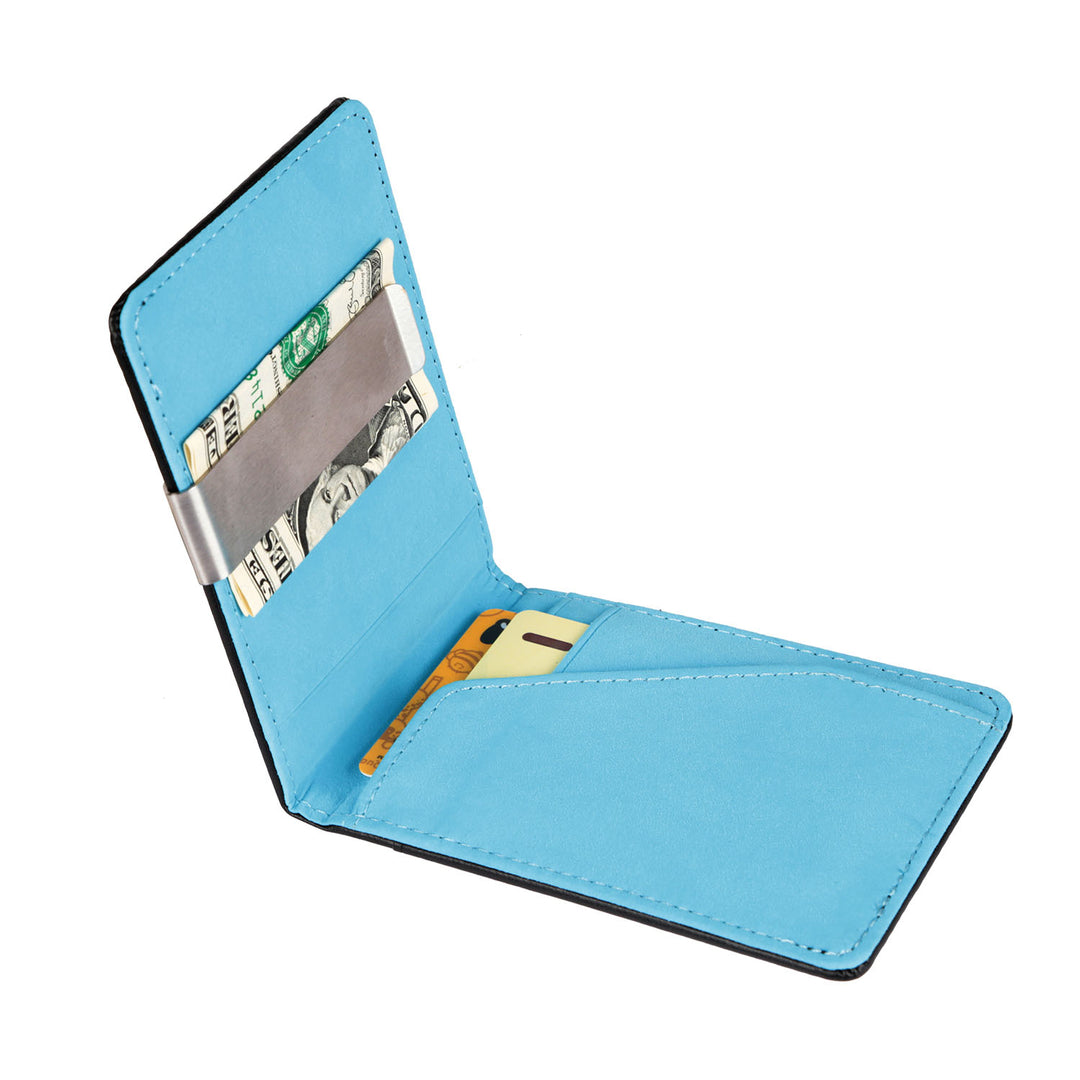 Unisex PU Leather Wallet RFID Blocking Slim Bifold Credit Card Holder with Money Clip Image 6